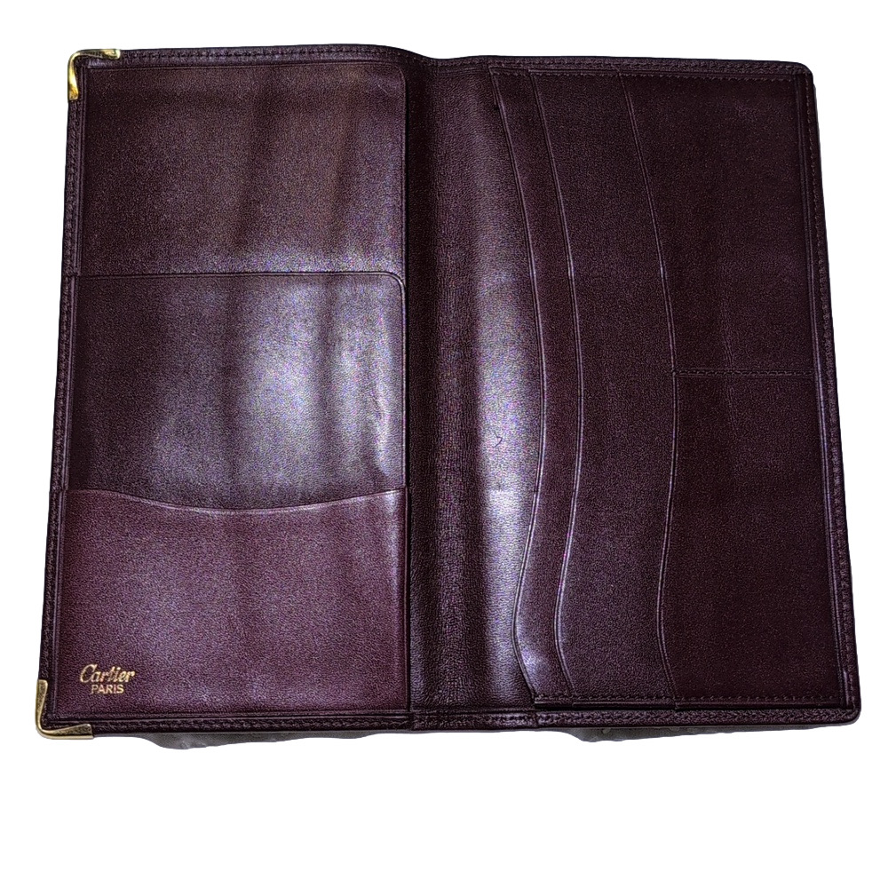 CARTIER Vintage Burgundy Leather Wallet Unisex
